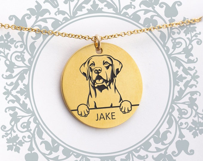 Labrador Retriever Necklace, Handmade Custom Dog Portrait, Funny Unique Dog Mom Gift, Pet Memorial, Engraved Dog Lover Gift, Pet Loss Gift