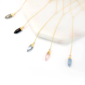 Crystal Point Necklace, Dainty Lariat Necklace Gold, Stone Drop Necklace, Minimalist Necklace, Layered Necklace, Gift for Best Friend