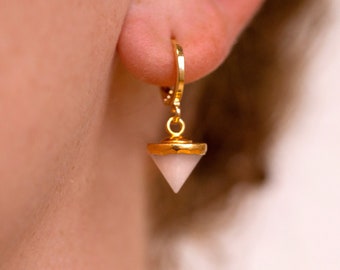 Edgy Funky Modern Bride Jewelry, Dainty Modern Spike Gold Huggie Hoop Earrings, tiny hoop earrings, minimalist earrings, handmade jewelry