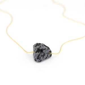 Raw black obsidian necklace clearance