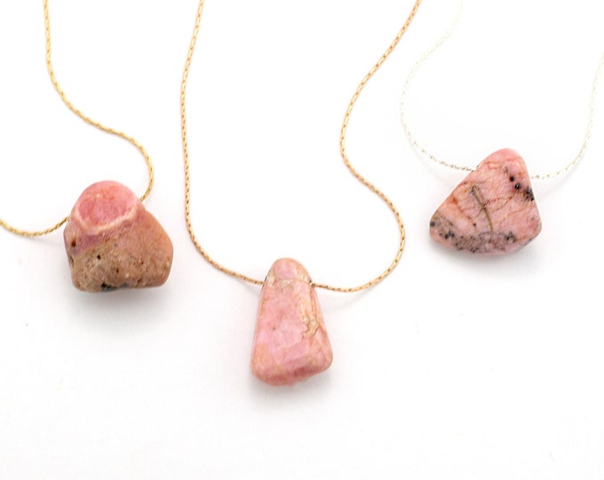 Rhodochrosite Necklace,  Crystal Necklace, Raw Stone Jewelry, Pink Rhodochrosite Pendant, Birthday Gift for her