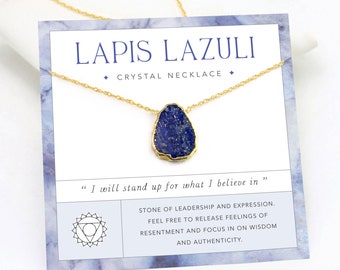 Blue Lapis Lazuli Pendant, Empowerment Crystal Gift Jewelry for Her, Genuine Gemstone Raw Crystal Stacking Choker, September Birthstone Gift