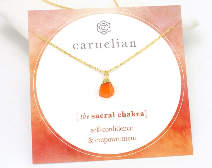 Raw Carnelian Crystal Necklace, Real Orange Carnelian Gemstone Jewelry Gift, Sacral Chakra Confidence Love Necklace, Trendy Jewelry