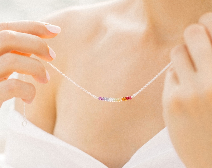 Crystal Necklace, Chakra Gift Necklace, Rainbow Necklace, 7 Chakras, Balancing Necklace, Yoga Jewelry, Chakra Stones, NK-DB