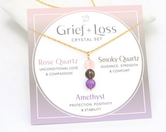Sympathy Gift Loss of Mother, Loss of Father, Cat Loss Gift, Grief and Loss Crystal Set Necklace, Miscarriage gift, Bereavement Gift for her