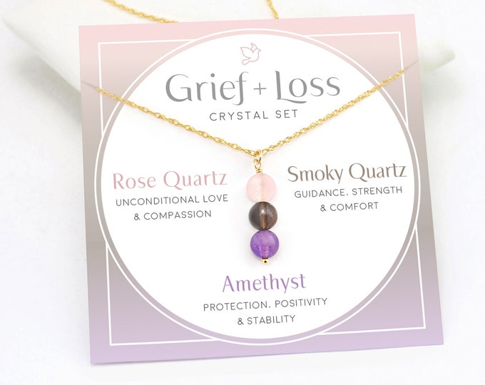 Sympathy Gift Loss of Mother, Loss of Father, Cat Loss Gift, Grief and Loss Crystal Set Necklace, Miscarriage gift, Bereavement Gift for her