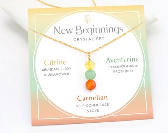 High School Graduation gift for her, New Beginnings Crystal Set Necklace, College graduation gift for best friend, 3 stone set pendant