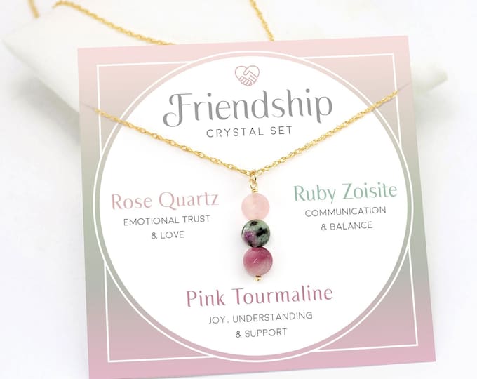 BFF Necklace, Long Distance Friendship Gift, 3 Crystal Necklace, Gift for my bestie, Jewelry gift for best friend female, graduation gift