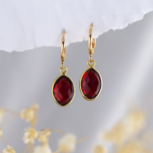 Garnet Birthstone Huggies Hoop Earrings, Crystal Huggies Earrings Gold, Minimalist Earrings, Second Hole Huggies, Small Dainty Hoops Huggies