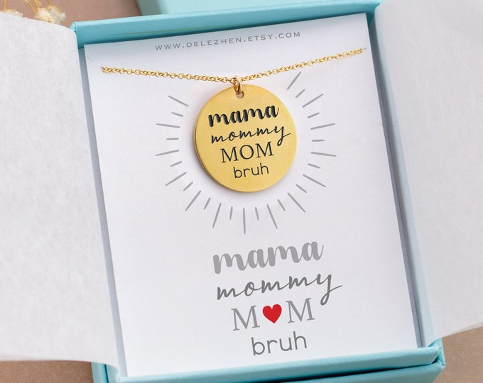 Funny Christmas Card, Necklace on Card, Ready to Gift under 20, Cool Mom Card Gift, Engraved Gift for Mom, Greeting Card from Son to Mama