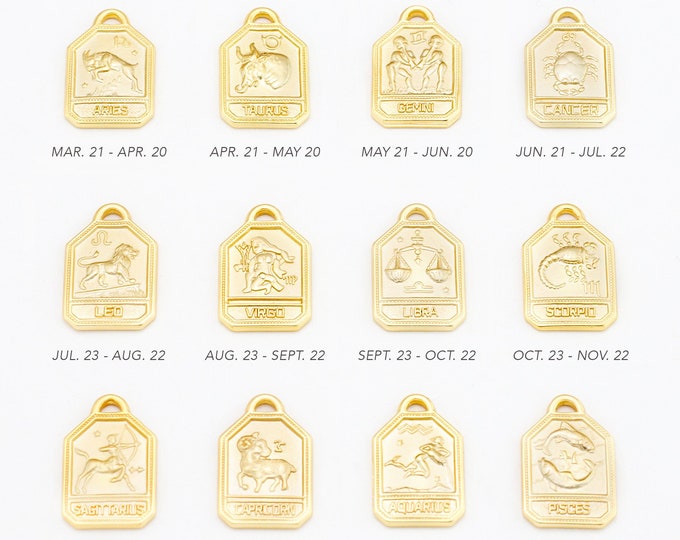 Add On Individual Rectangle Zodiac Tag Charms ONLY