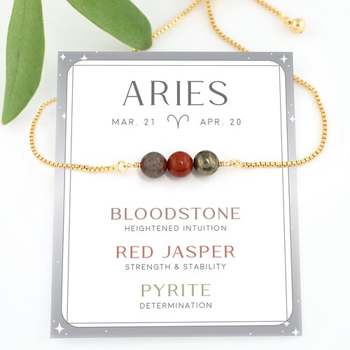 Aries Zodiac Birthstone Bracelet Horoscope Crystal Set | Etsy