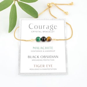 Courage Gemstone Bracelet, Inspirational Gift for Her, Wire Wrapped Genuine Gemstone Beads, Strength and Protection  Crystal Bracelet