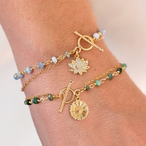 Stacking Charm Bracelets, Colorful Beaded Rosary Chains, Personalized Birthstone and Charm, Bridesmaid Friendship Bracelets, Birthday Gifts