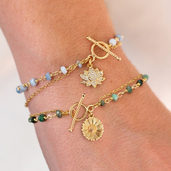 Stacking Charm Bracelets, Colorful Beaded Rosary Chains, Personalized Birthstone and Charm, Bridesmaid Friendship Bracelets, Birthday Gifts