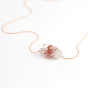Dainty Raw Crystal Necklace, Natural Red Lepidocrocite Super Seven Quartz Layering Chain, Handmade Jewelry Bridal Wedding, Birthday Gift