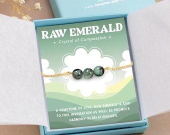 Emerald Gift Bracelet, Crystal of Compassion Harmony Inspiration, Natural Beaded Gemstone Bracelet, May Birthstone Gift, Dainty Stacking
