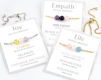Natural Crystal Bracelets, Empath Protection Happiness Joy Adjustable Bracelet, Motherhood Maternal Energy Rose Quartz Healing Crystal Gifts