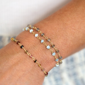Beaded Stacking Bracelets, Colorful Wire Wrapped Gemstone Crystal Chains, Summer Jewelry Gift, Rosary Chain Layering Choker, Bridesmaid Gift