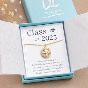 Collier promotion 2025, bijoux de remise des diplômes, cadeau de félicitations, collier Suivez votre boussole, cadeau d'encouragement de la part d'une maman fière, parent et tante