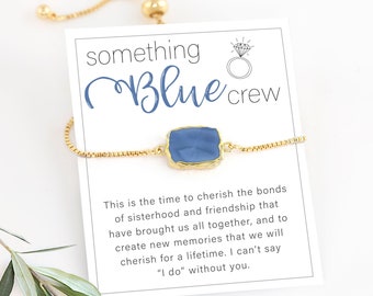 Something Blue Crew Gifts, Bridesmaid Gift set, Bridal Shower Favors, Blue Opal Bracelet, Personalized Wedding Favors, Bride Tribe Proposal