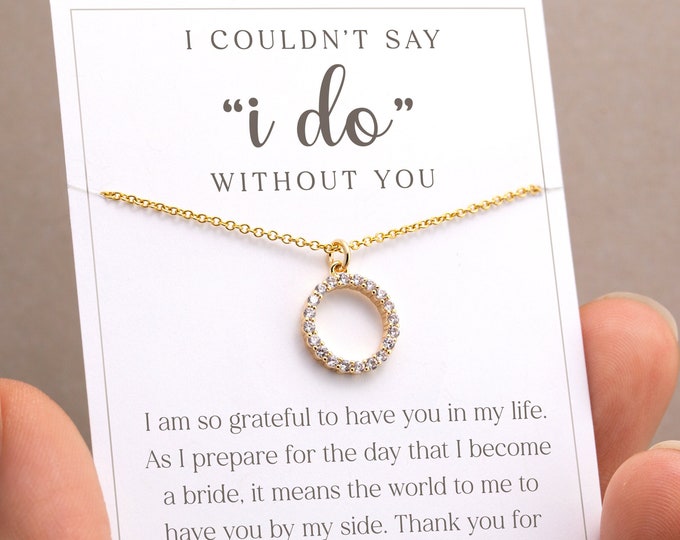 Bridal Thank You Gift, Mother of the Bride Necklace, Mother in Law I can't say I Do Without You Jewelry Card, Shower Hostess Gift from Bride