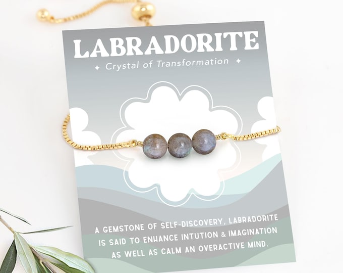 Labradorite Crystal Bracelet, Transformation Crystal New Beginnings Gift, Natural Beaded Labradorite Gemstones, Minimalist Trendy Jewelry