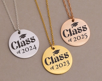 Class of 2025 Graduation Gift, Graduation Keepsake Necklace, Custom Engraved Necklace Gift for Graduate, High School Grad Gift for Girl 2025