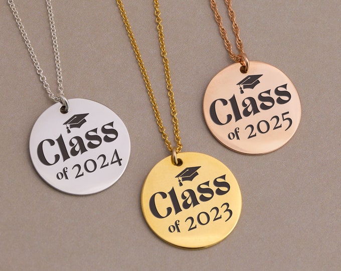 Class of 2023 Graduation Gift, Graduation Keepsake Necklace, Custom Engraved Necklace Gift for Graduate, High School Grad Gift for Girl 2023