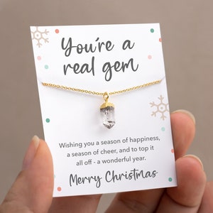 Collier cadeau You're a Gem sur carte, cadeau d'anniversaire pour ami collègue employé nounou professeur, délicat collier de pierre de naissance, breloque diamant brut