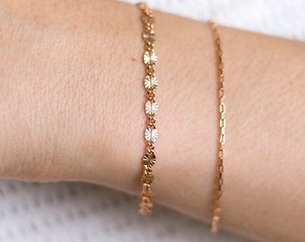 Simple Chain Bracelets Rose Gold, Stacking Bracelets, Dainty Rose Gold Choker, Tattoo Necklace, Bridesmaid Gift, Everyday Bracelet Silver