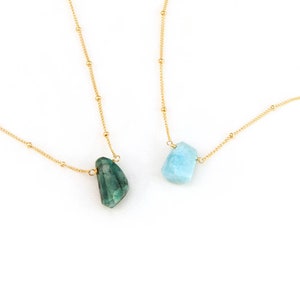 Dainty Stone Pendant Necklace, Simple Genuine Gemstone Necklace, Satellite Chain Choker, Real Birthstone Charm Jewelry, Birthday Gift Women