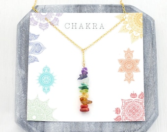 Chakra Crystals Necklace,  Necklace, 7 Chakra Pendant Necklace, Yoga Gift for Her, Boho Rainbow Lariat Necklace, Balancing Chakras