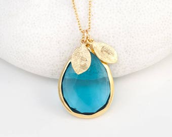 Collier topaze bleue de Londres, collier de pierre de naissance de décembre, cadeau souvenir pour soeur, pierre larme minimaliste, cadeau quelque chose de bleu fait main