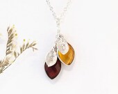 Initial Necklace Sterling Silver, Custom Stamped Leaf Necklace, Children Birthstone Necklace, New Mom Necklace, Mothers Day Gift, NK-BC