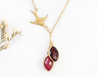 Custom Birthstone Necklace, Mama Bird Family Tree Necklace, Personalized Birthstone Jewelry, Unique Nana Grandma Gift, Christmas Gift Idea