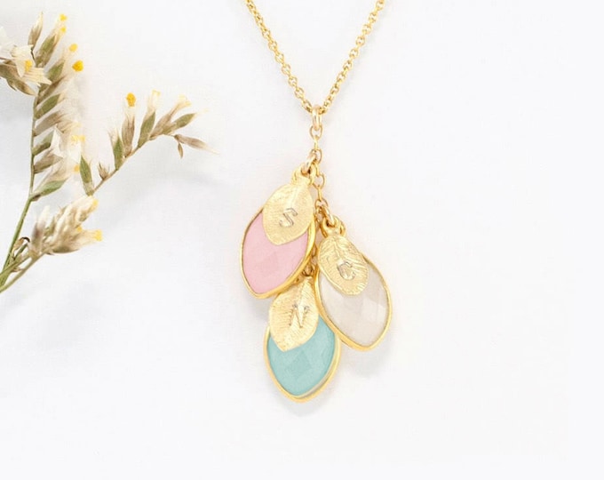 Floral Necklace Mother/'s Day Gift Birth Stones Customized Mothers Necklace Grandmother/'s Gift