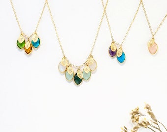 Handmade Unique Birthstone Necklace for Grandma, one-of-a-kind, Nana Meaningful Personalized Necklace, Family Necklace, Initial Necklace