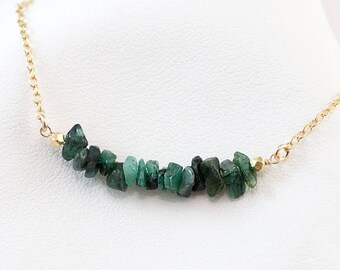 Birthstone Necklace Simple Jardin Sterling Silver Emerald Gemstone Necklace Emerald Necklace Green Necklace Natural Emerald Necklace