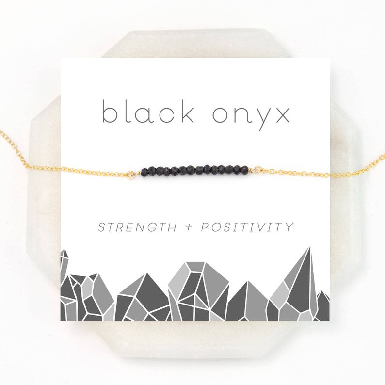 Delicate Onyx Bar Necklace Black Onyx Choker Everyday Etsy