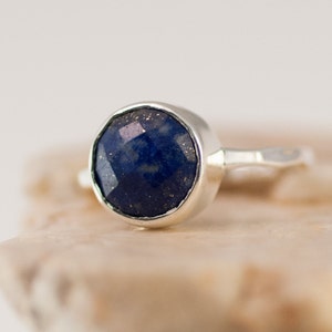 Navy Blue Lapis Ring Gold, September Birthstone Ring, Lapis Lazuli Gemstone Ring, Stacking Ring, Gold Vermeil Ring, Cocktail Ring image 3