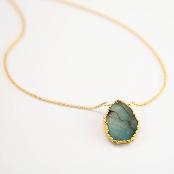 uncut emerald necklace