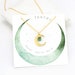 Taurus Horoscope Necklace, Celestial Necklace, Stone Necklace, Zodiac Jewelry, Crescent Moon, Raw Emerald Stone, Dainty Moon, NK-N