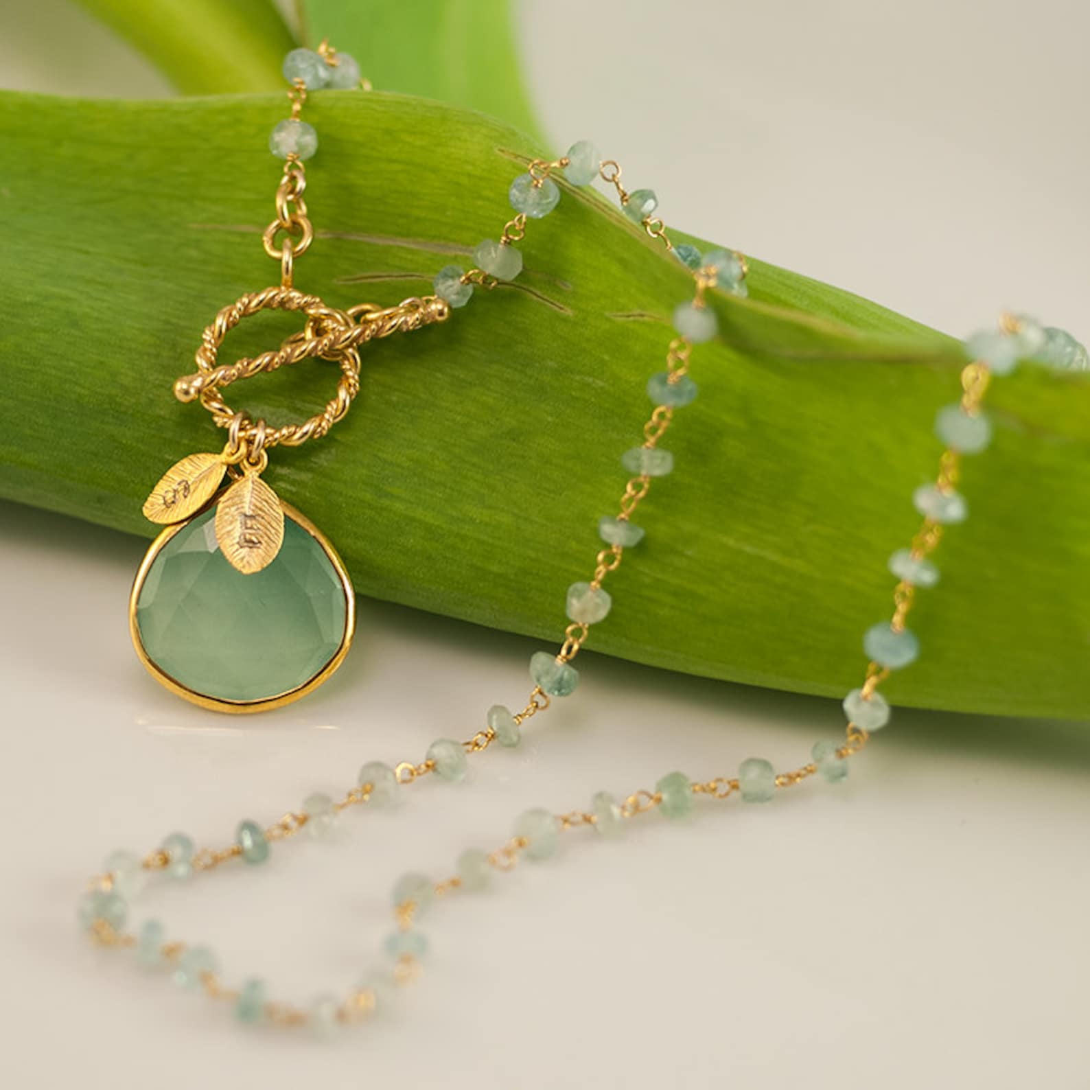 Long Turquoise and Blue Chalcedony Necklace