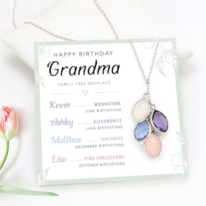 Grandma Family Tree Necklace, Generations Birthstone Name Necklace, Perfect Gift for Nana, Grandma Birthday Gift, Gift from Granddaughter