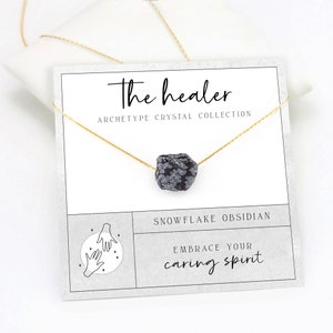 Regalo per un'infermiera, collana di cristallo di ossidiana nera fiocco di neve, collana di purificazione dei 7 chakra, regalo di forza, collana di superamento