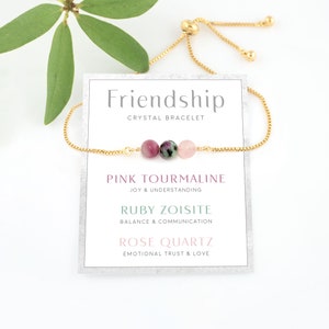 Friendship Bracelet, Best Friend Gift, Beaded Crystal Bracelets, Support Bracelet, Compassion Gift, Sister Gift, 3 Stone bracelet, image 1