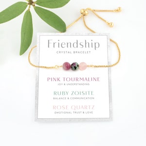 Friendship Bracelet, Best Friend Gift, Beaded Crystal Bracelets, Support Bracelet, Compassion Gift, Sister Gift, 3 Stone bracelet,
