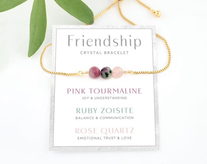 Friendship Bracelet, Best Friend Gift, Beaded Crystal Healing Bracelets, Support Bracelet, Compassion Gift, Sister Gift, 3 Stone bracelet,