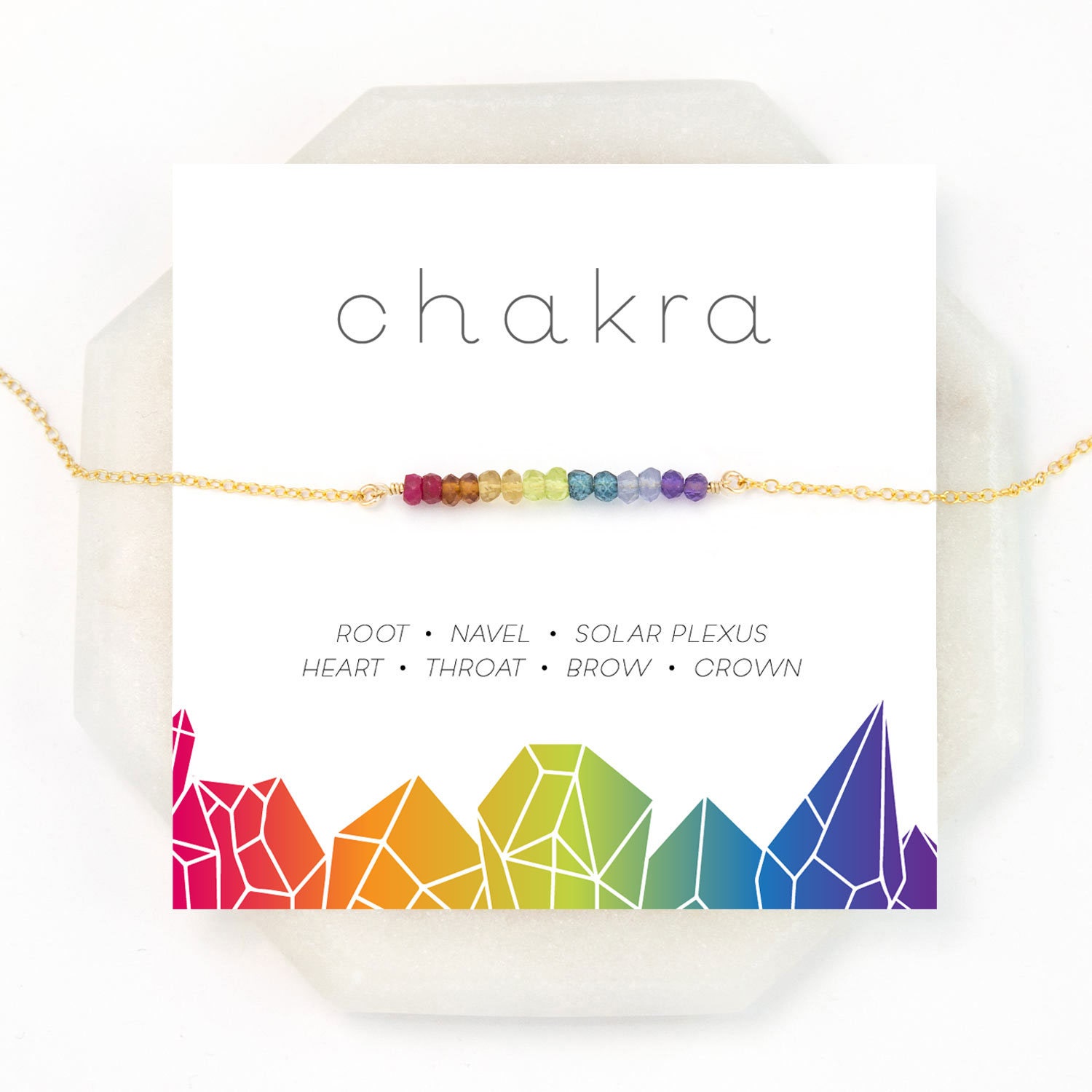 Chakra Geschenk Halskette, 7 Chakren Ausgleichskette, Kristall, Yoga Schmuck,  Chakra Steine, Regenbogen Halskette, Boho Halskette, - .de